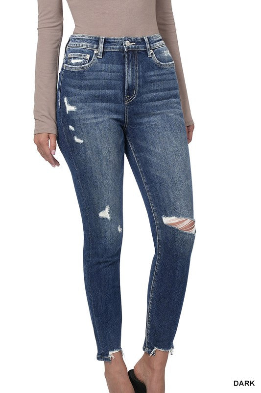 Distressed Skinny Ankle Jeans