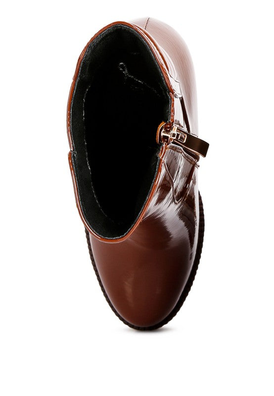 Shiny Patent Ankle Boots