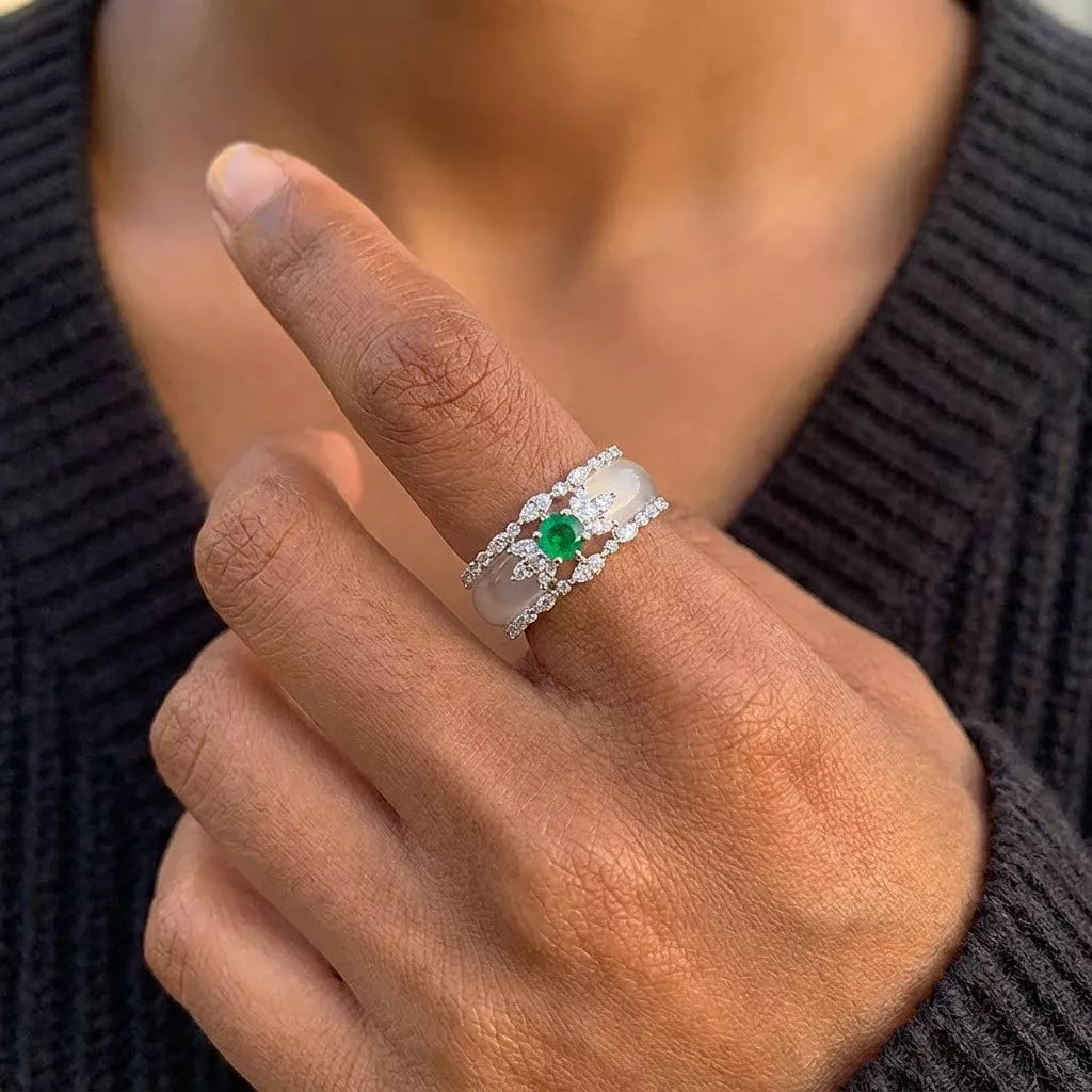 Alloy Zircon Geometric Ring in Style D - women's ring