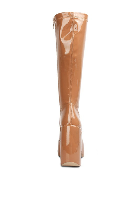 Patent Platform Calf Boots