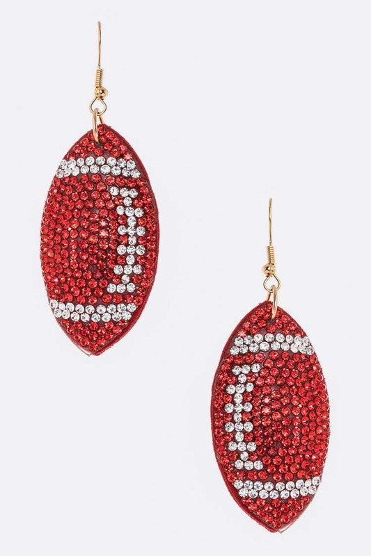 Rhinestone Football Dangle Earrings