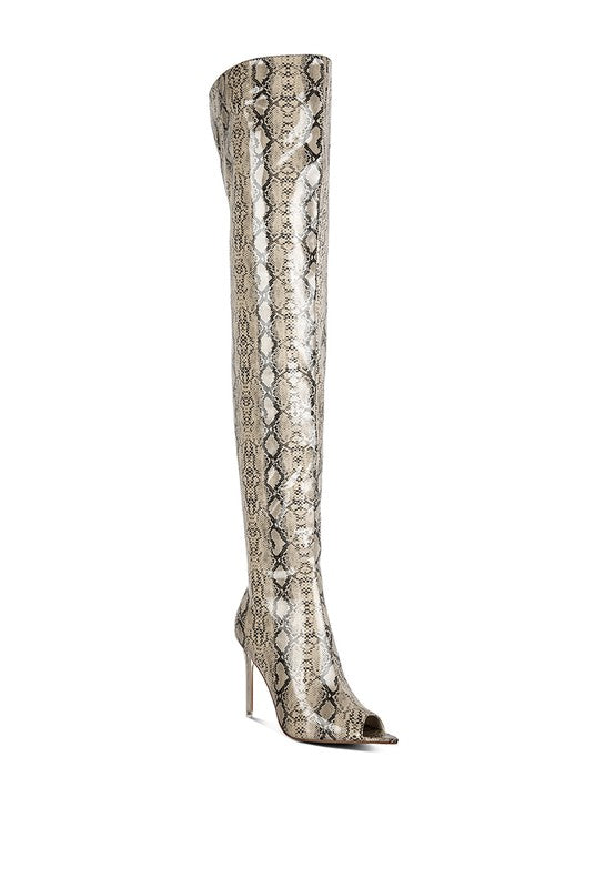 Experience the perfect combination of style and comfort with our Knee High Stiletto Boots. Made with faux leather outer material and a TPR lining, these boots offer both durability and a chic look. The lightly padded insole and side zipper fastening provide a comfortable fit, while the open pointed toe and stiletto heel add a touch of elegance to any outfit. With a knee-length design, these boots are a must-have for any fashion-forward individual. Heel Height: 3.5 inches. Enjoy free shipping on all orders. 