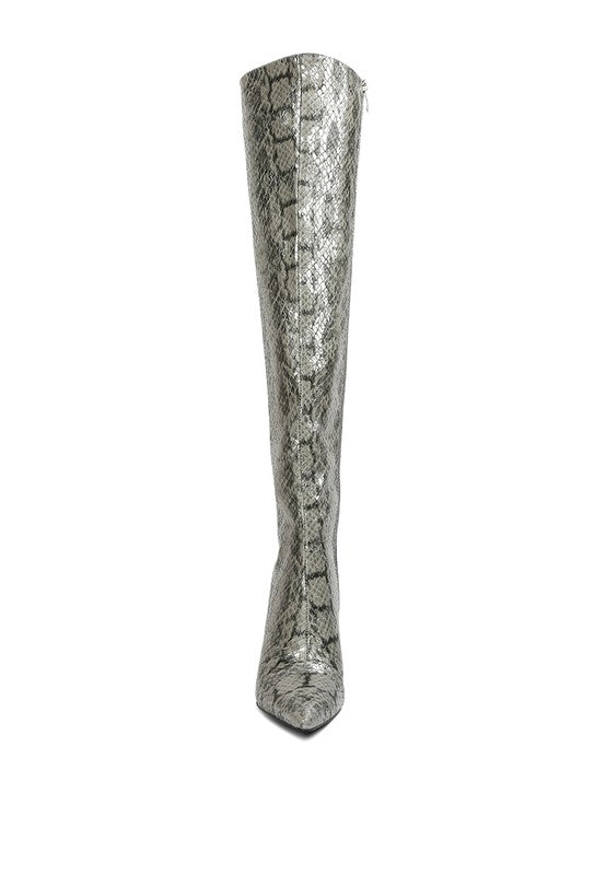 Print Knee High Boots