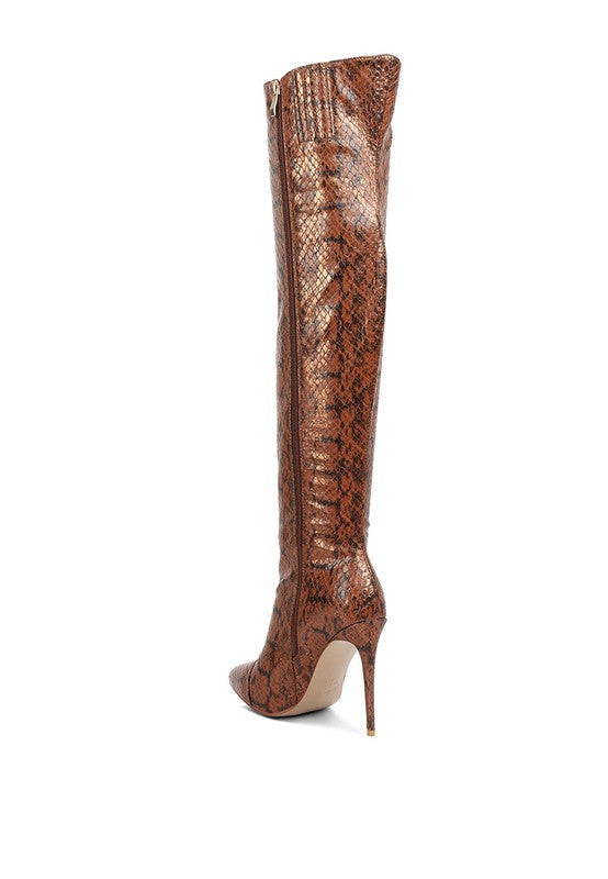 Print Knee High Boots