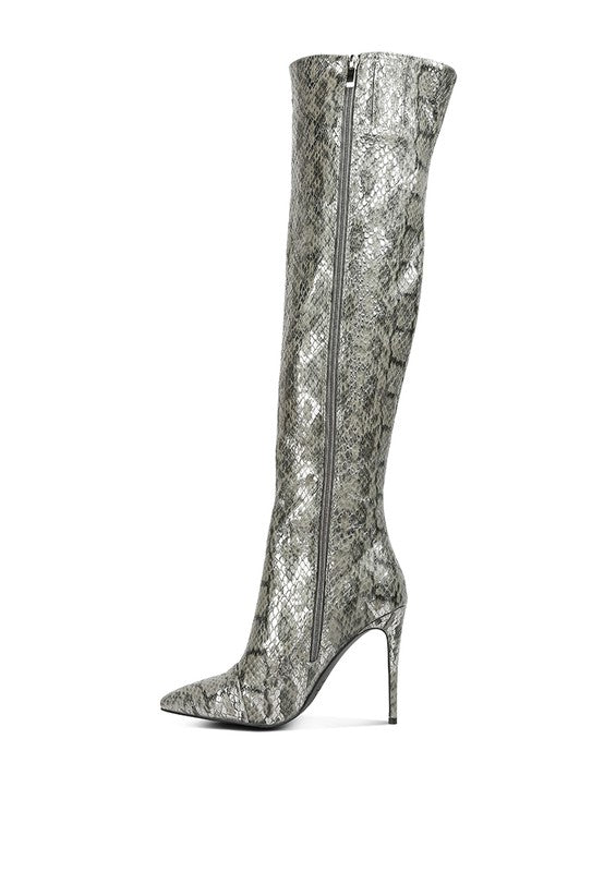 Print Knee High Boots