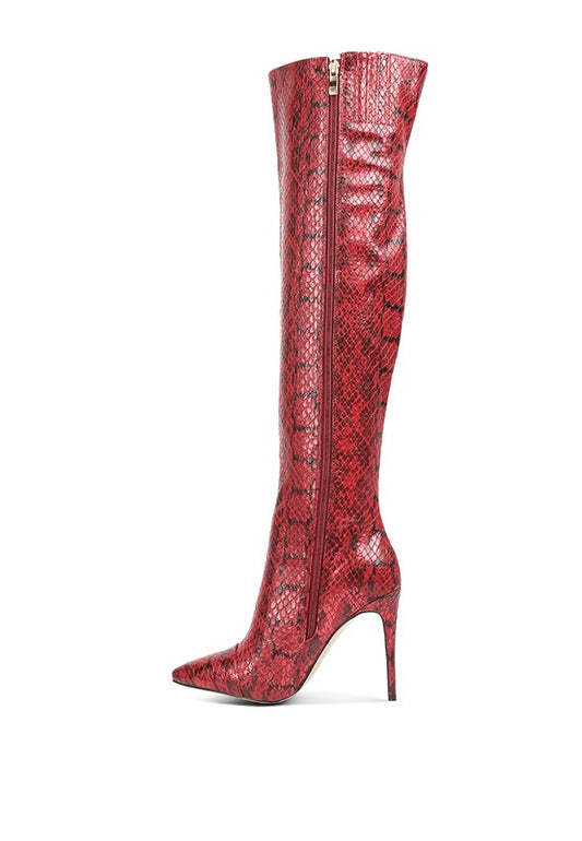 Print Knee High Boots