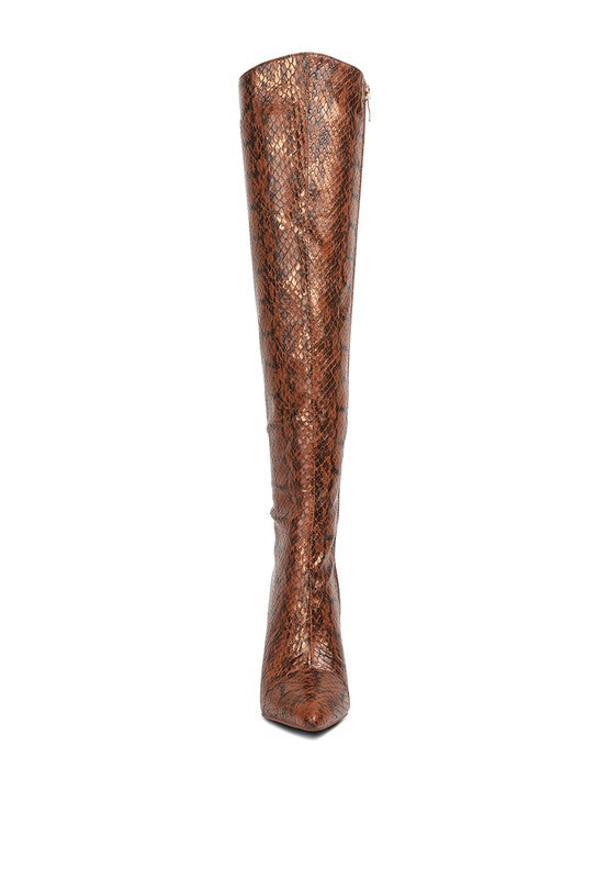 Print Knee High Boots