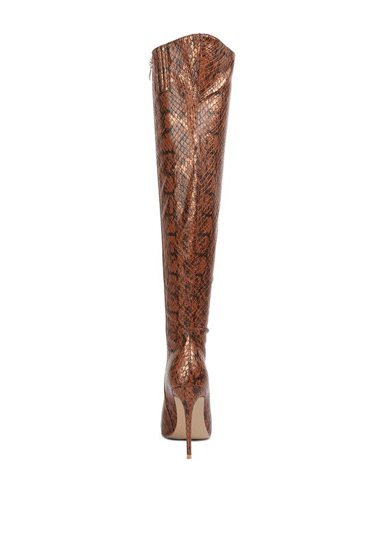 Print Knee High Boots