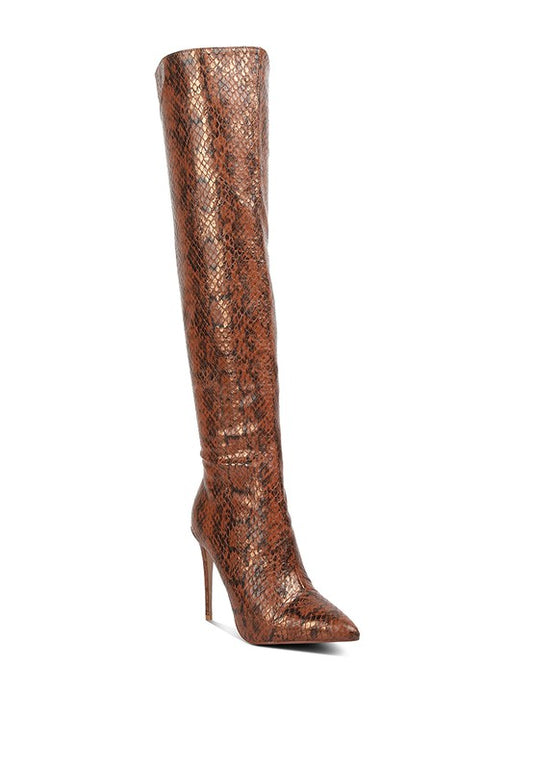 Print Knee High Boots