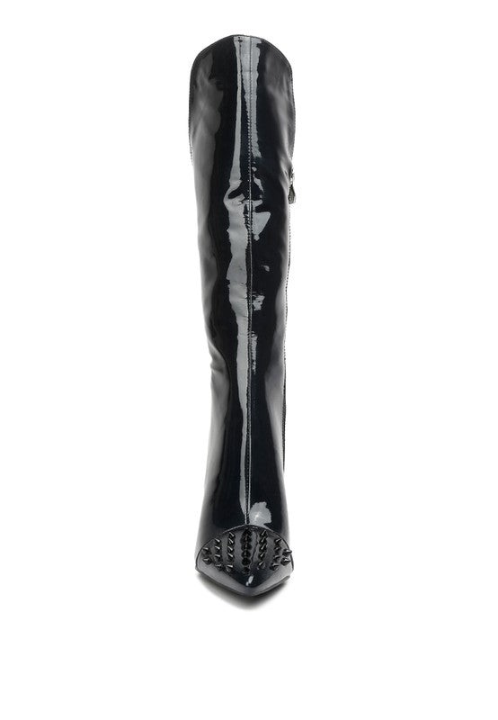 Spike Stiletto Calf Boots