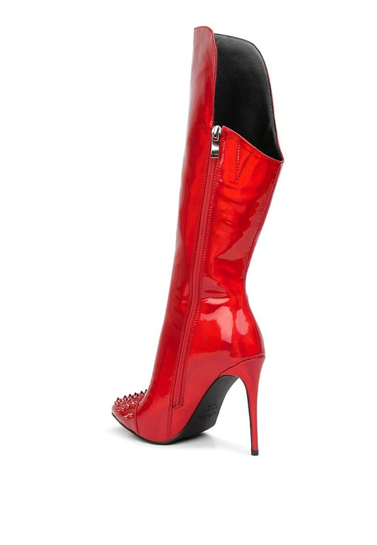 Spike Stiletto Calf Boots