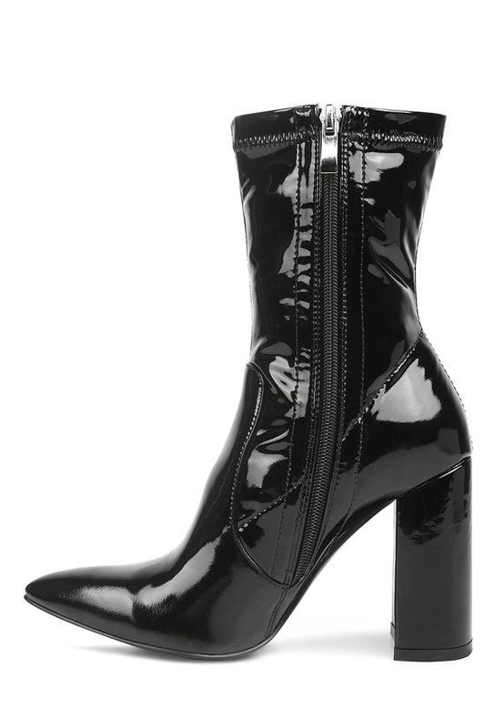 Patent Block Heel Boots