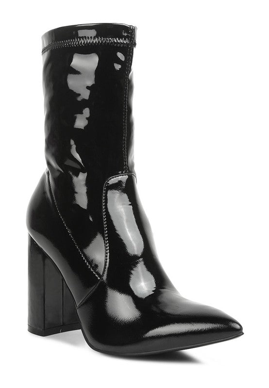 Patent Block Heel Boots