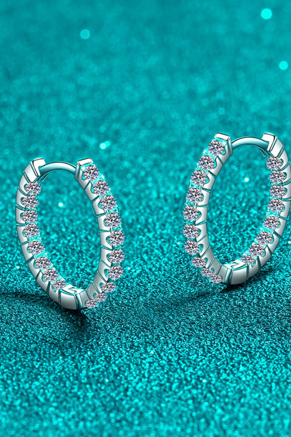 Moissanite Sterling Silver Huggie Earrings - alternate earring view