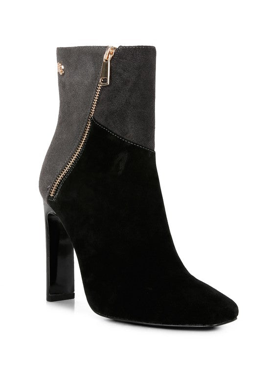 Patchwork Suede Ankle Boots