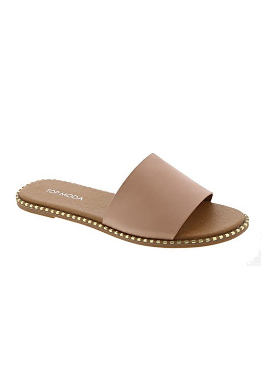 Stud Embellished Slide Sandals