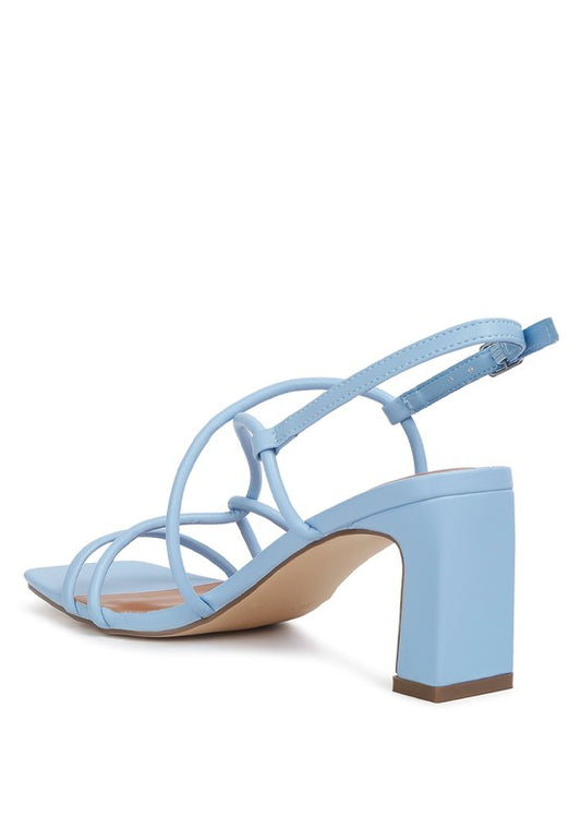 Knotted Straps Block Heeled Sandals