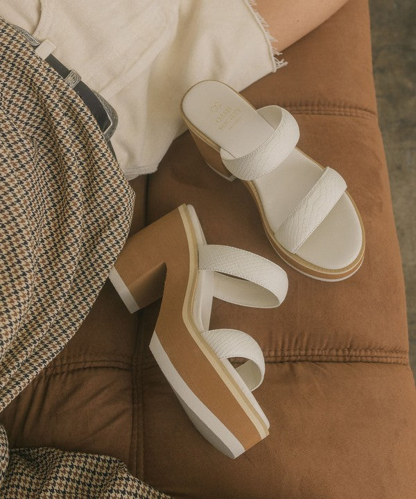 Textured High Block Heel Sandals