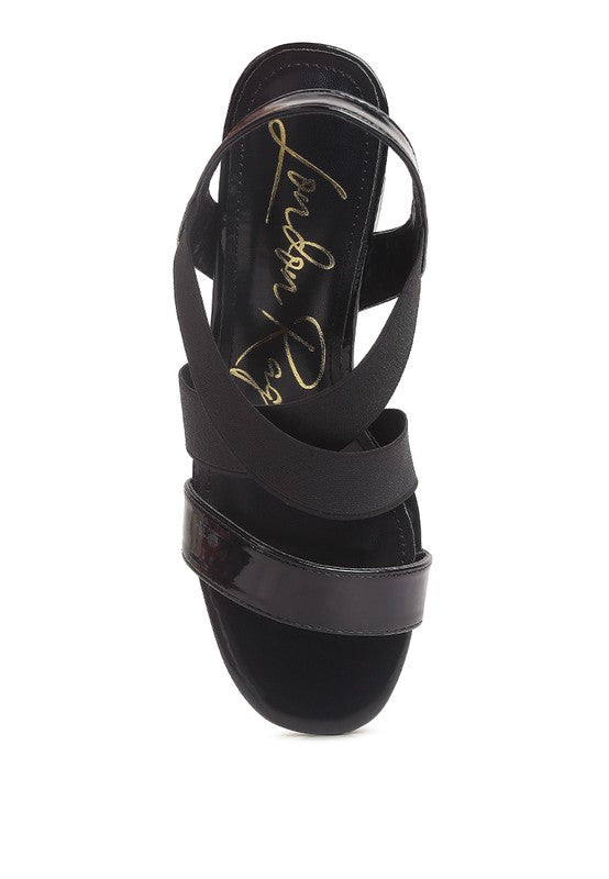 Stretch Straps Block Sandals