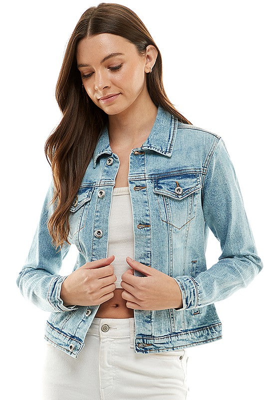 Solid Casual Denim Jacket