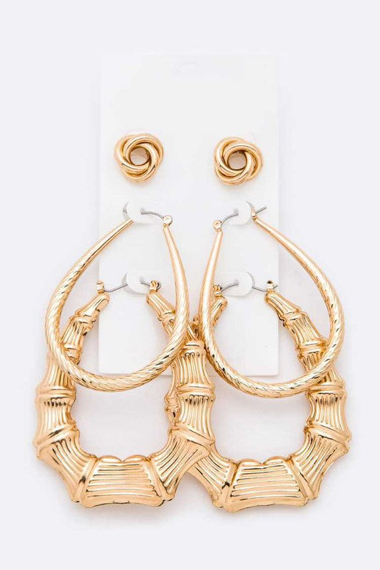 Set of Three Goldtone Earrings
