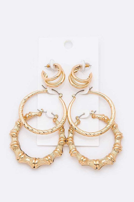 Set of Three Hoop Earrings
