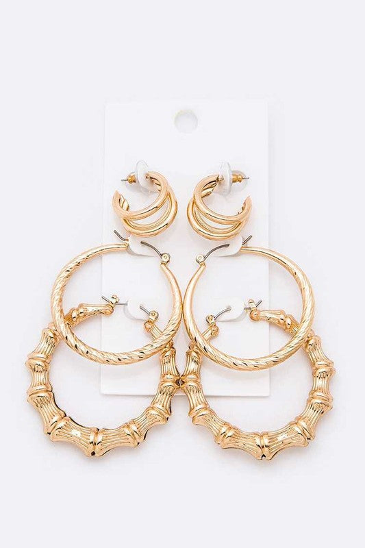 Set of Three Hoop Earrings