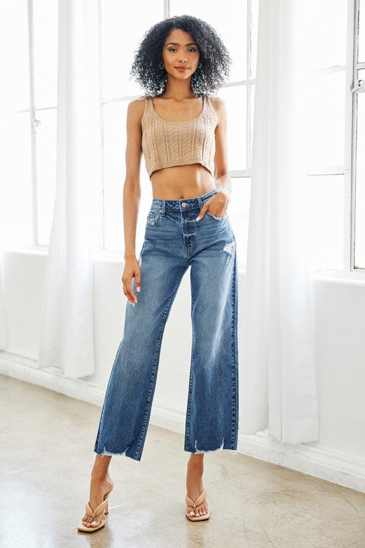 High-Rise Cropped Flare Jeans