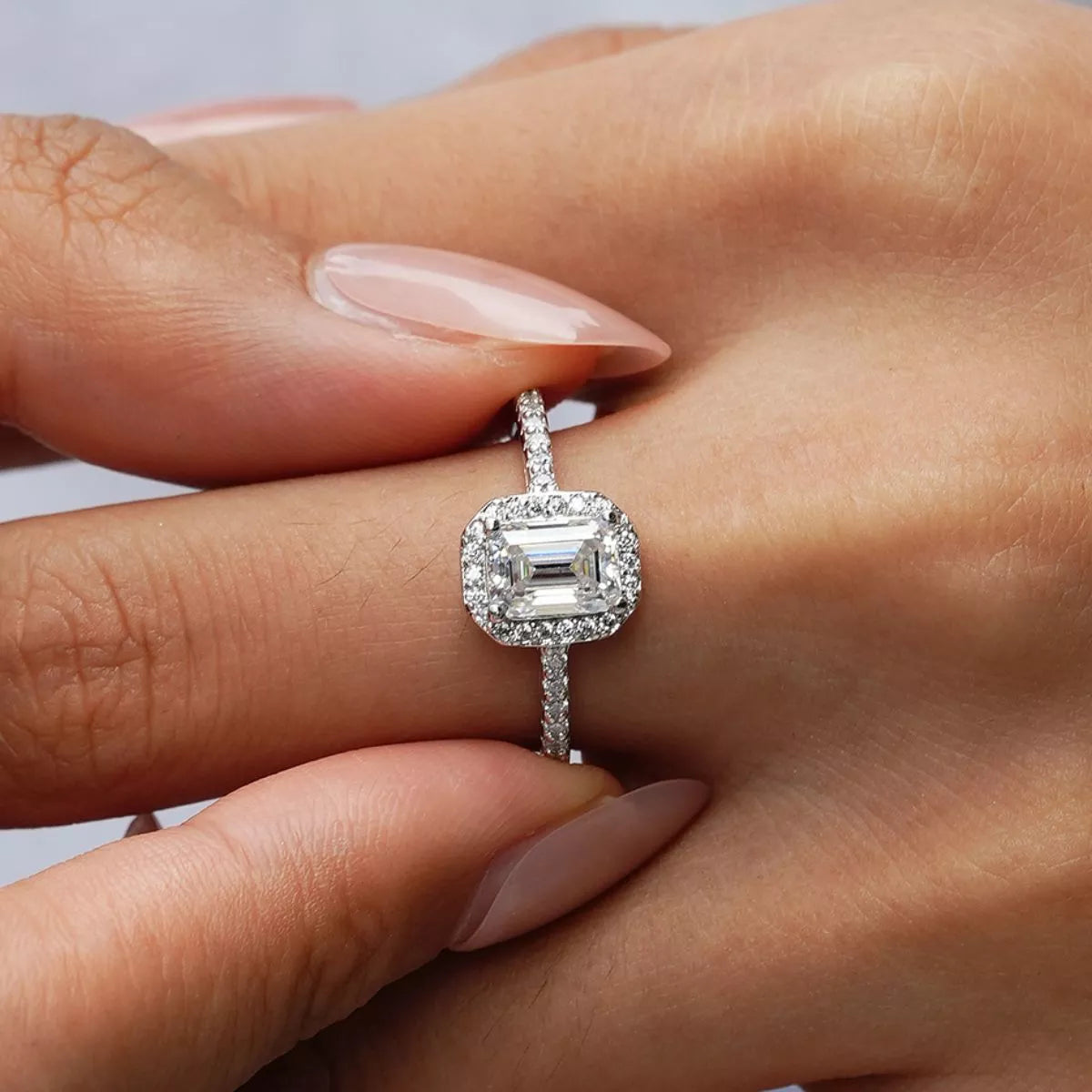 1 Carat Moissanite Sterling Silver Ring - alternate ring view