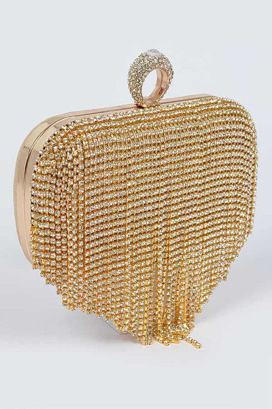 Fringe Rhinestone Clutch Handbag