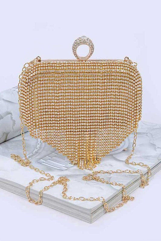 Fringe Rhinestone Clutch Handbag