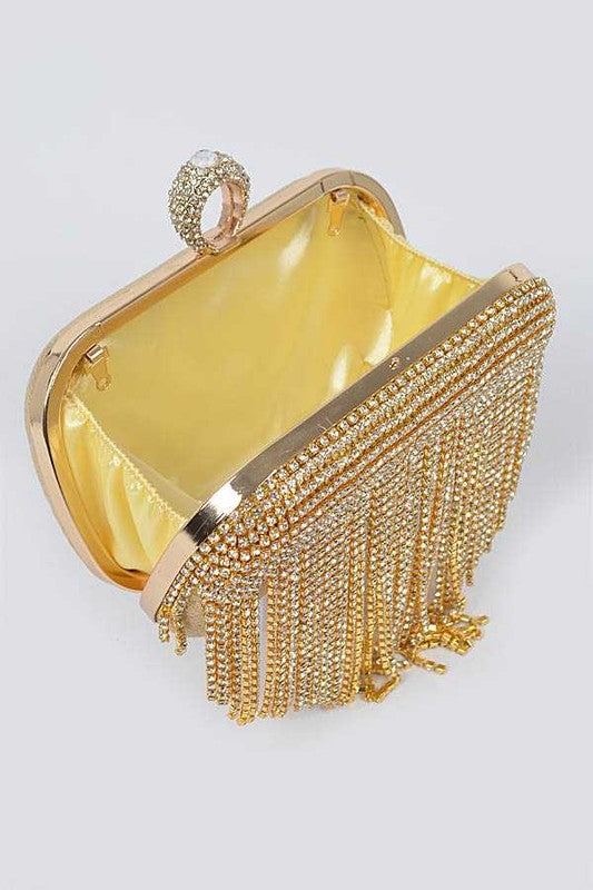 Fringe Rhinestone Clutch Handbag