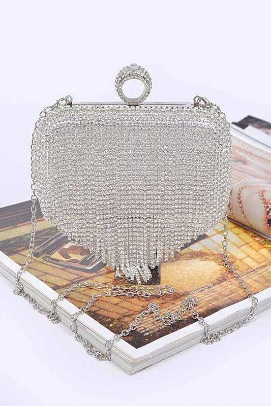 Fringe Rhinestone Clutch Handbag