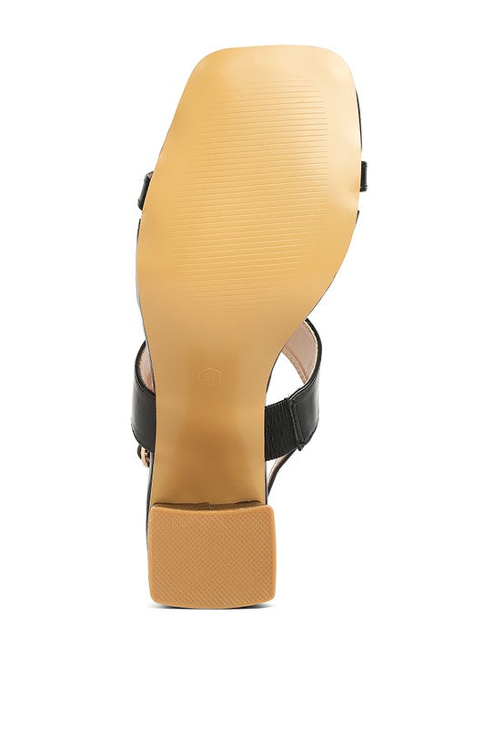 Elasticated Block Heel Sandals