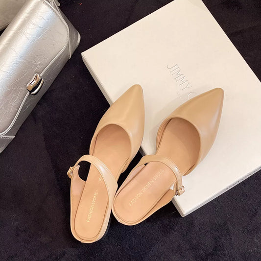 Point Toe Flats Sandals in Ivory - women's flat sandals