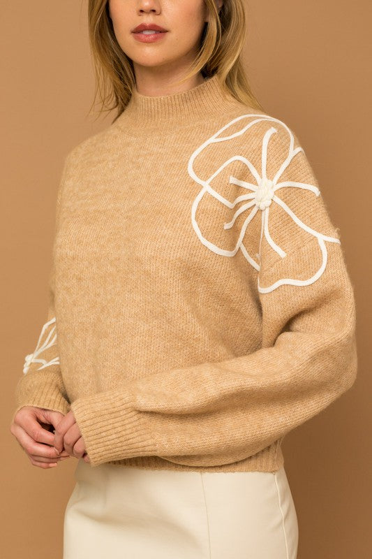 Flower Mockneck Sweater