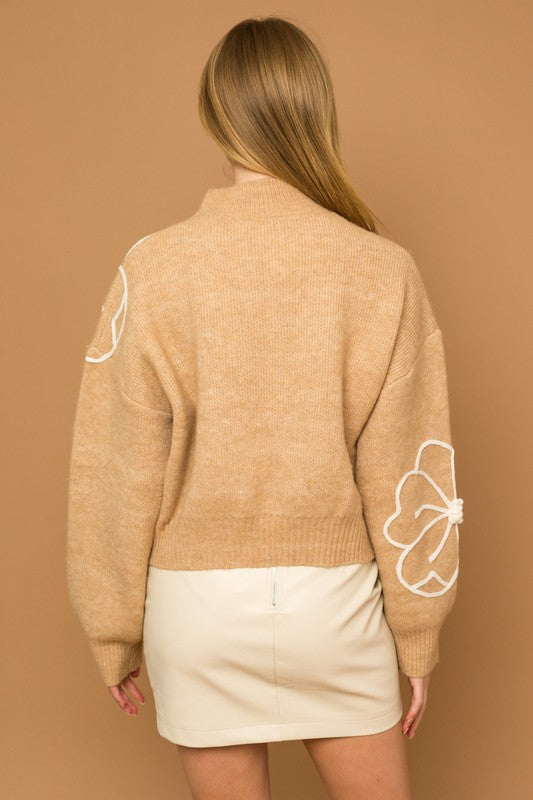 Flower Mockneck Sweater