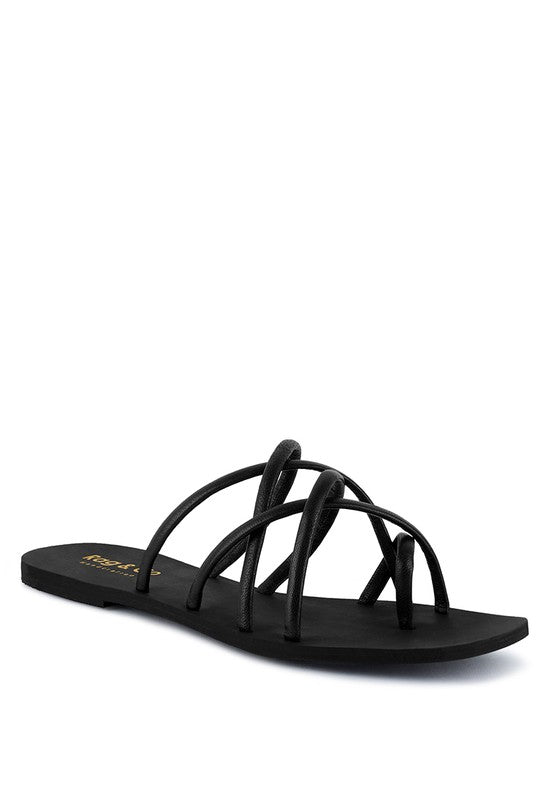 Strappy Flat Slide Sandals