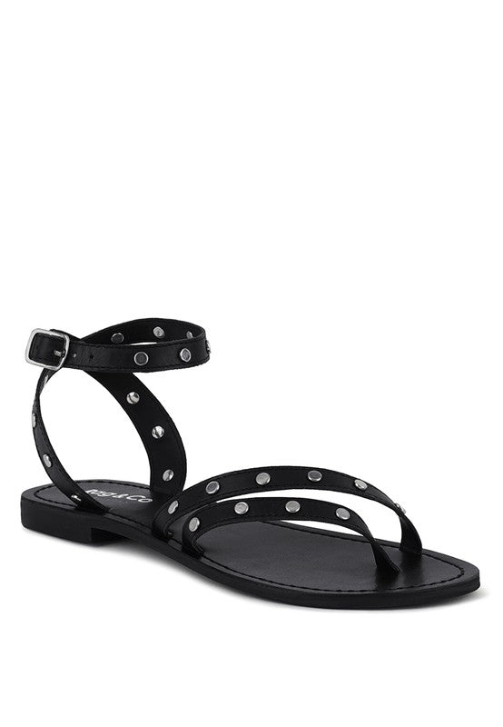 Embellished Round Stud Flat Sandal