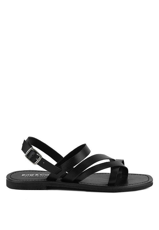 Square Toe Strappy Flat Sandals