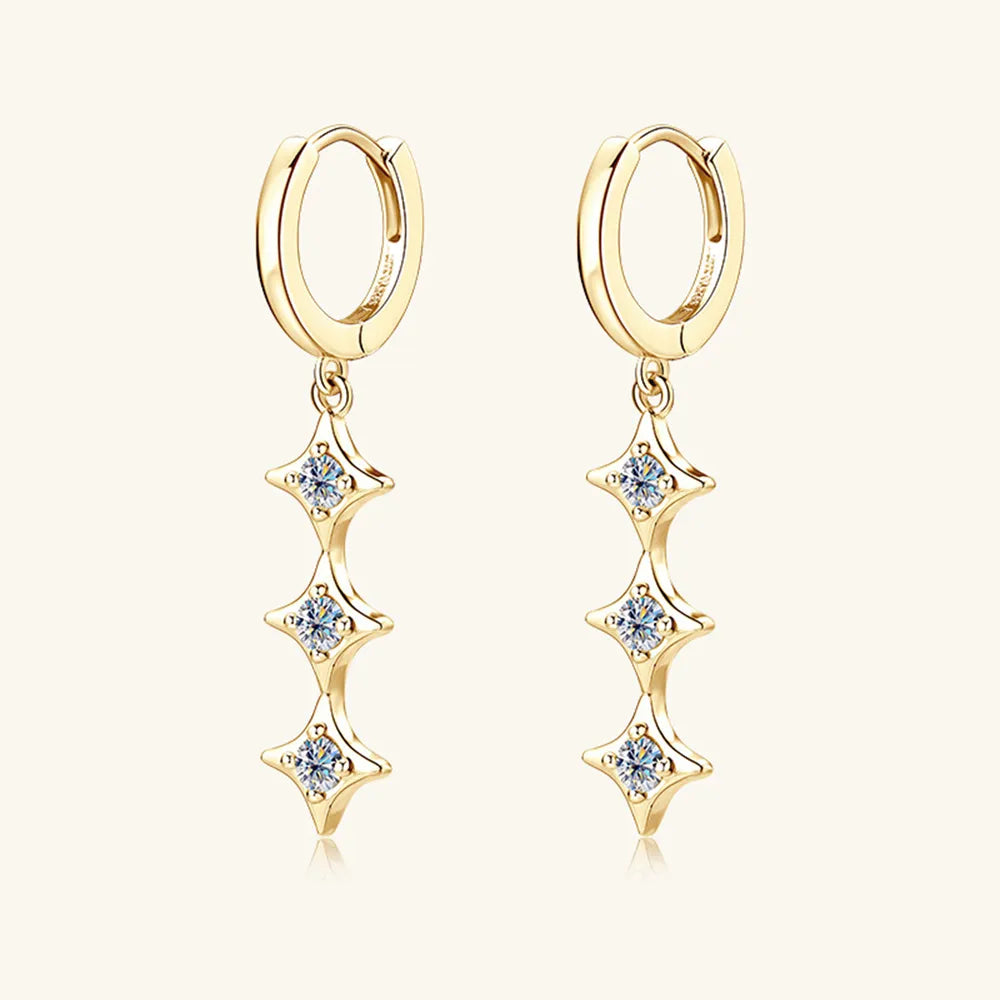 Moissanite Sterling Silver Geometric Shape Earrings in Silver - women's earrings