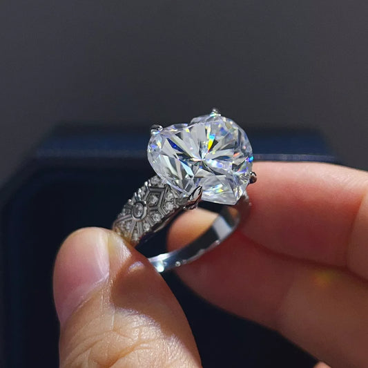 10 Carat Sterling Silver Moissanite Ring in Silver - women's ring