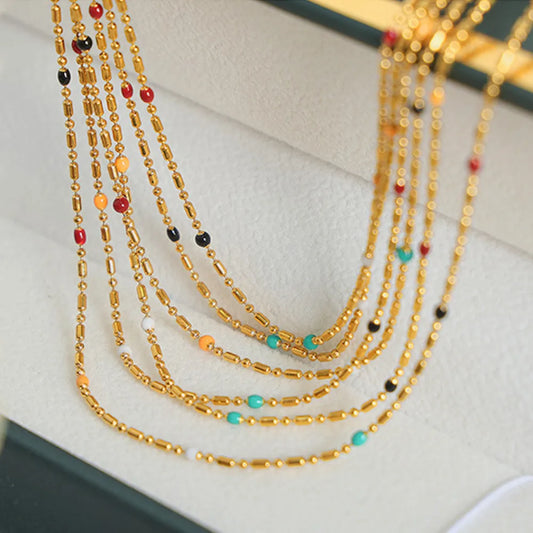 18K Gold-Plated Oil Drip Bead Necklace - alternate necklace view