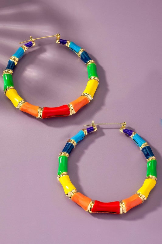 Bamboo-Shaped Hoop Earrings