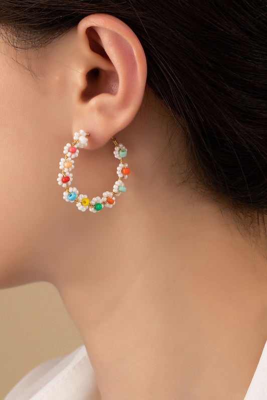 Flower Seed Beads Earrings