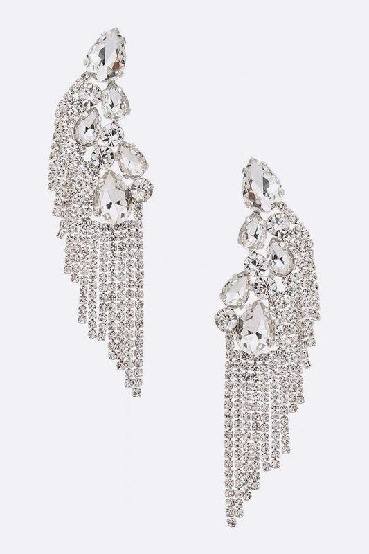 Fringe Rhinestone Chain Earrings