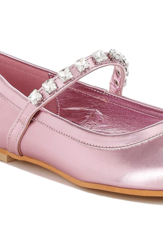 Diamante Metallic Ballerinas