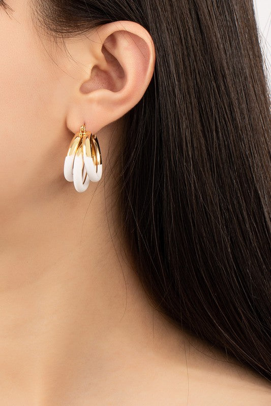 Triple Row Enamel Earrings