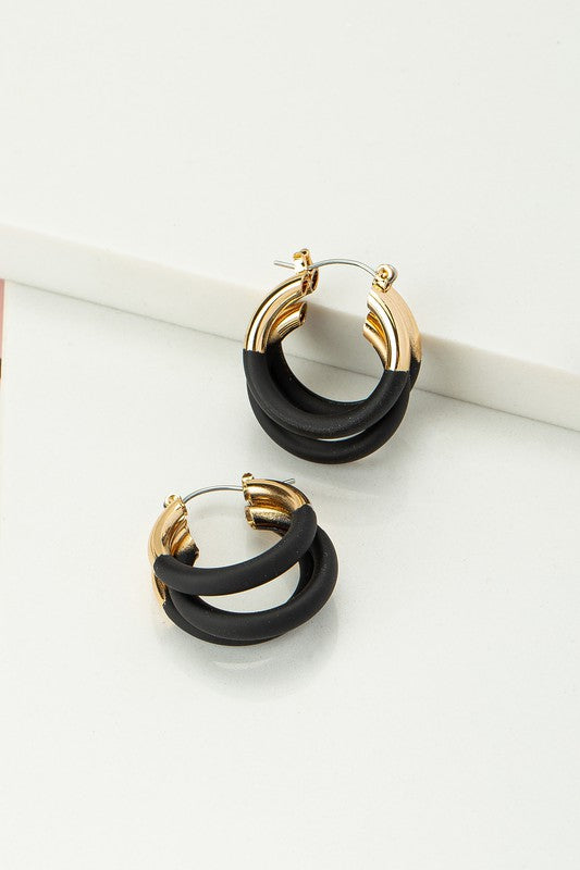 Triple Row Enamel Earrings