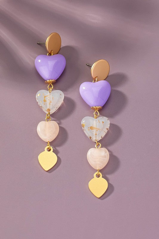 Multi Heart Drop Earrings